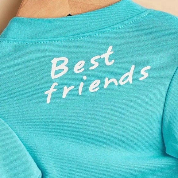 Small Dog Or Cat Pet Tee T-Shirt Best Friends Aqua Blue Clothing - Picture 4 of 5